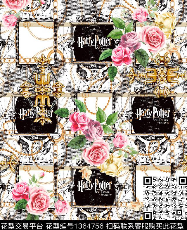 链条手绘花卉欧洲数码印花华亿平台下载（图片编号: 1364756） - 瓦栏（Walan）