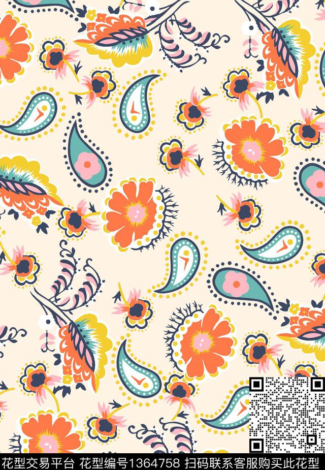 大牌风民族风定位花数码印花华亿平台下载（图片编号: 1364758） - 瓦栏（Walan）