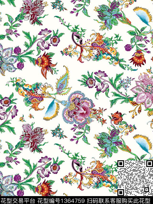 大牌风民族风定位花数码印花华亿平台下载（图片编号: 1364759） - 瓦栏（Walan）