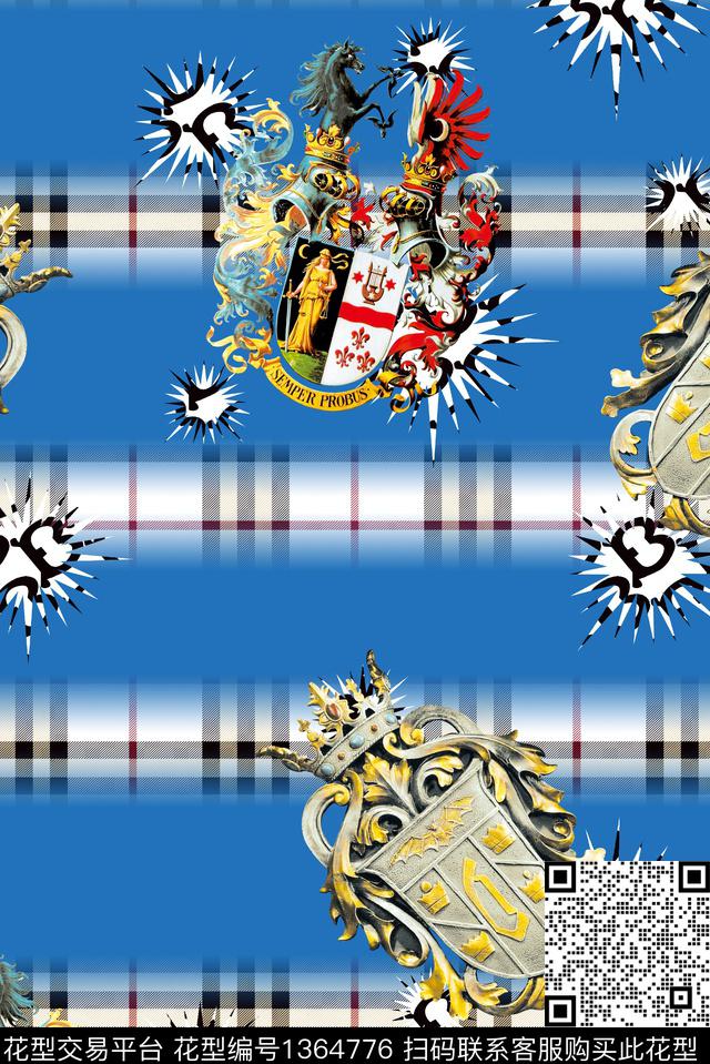 几何字母格子数码印花华亿平台下载（图片编号: 1364776） - 瓦栏（Walan）