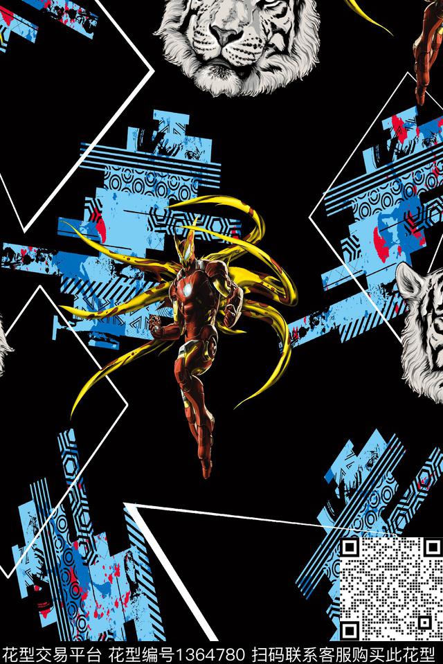 几何蜘蛛人老虎数码印花华亿平台下载（图片编号: 1364780） - 瓦栏（Walan）