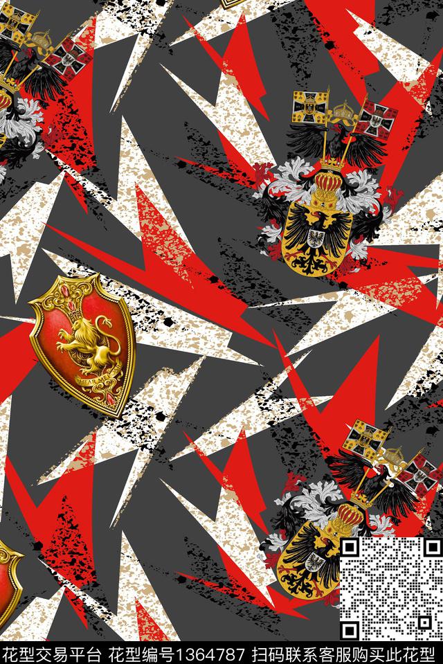 几何肌理纹徽章数码印花华亿平台下载（图片编号: 1364787） - 瓦栏（Walan）