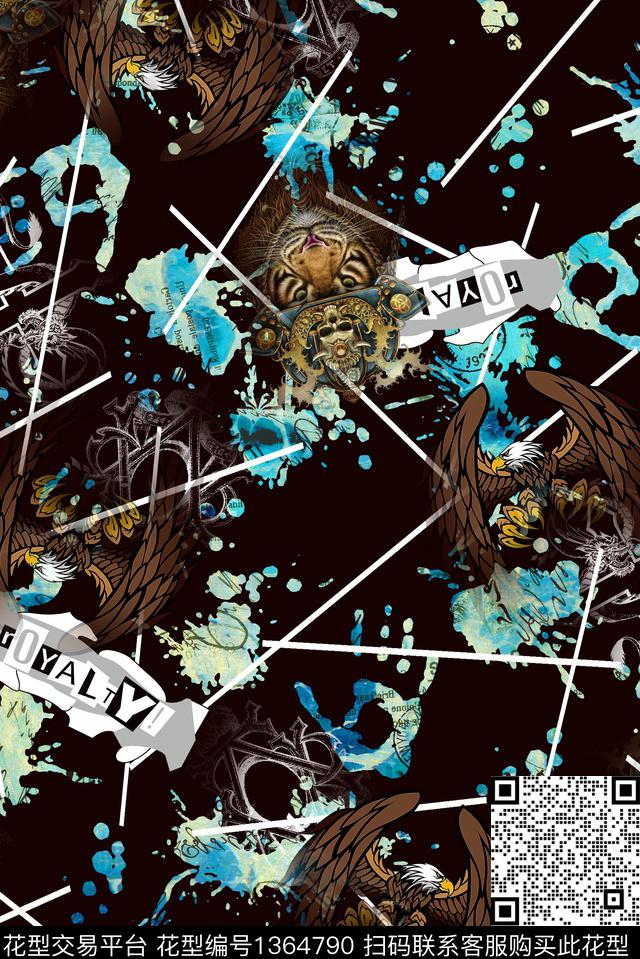 字母老虎老鹰数码印花华亿平台下载（图片编号: 1364790） - 瓦栏（Walan）