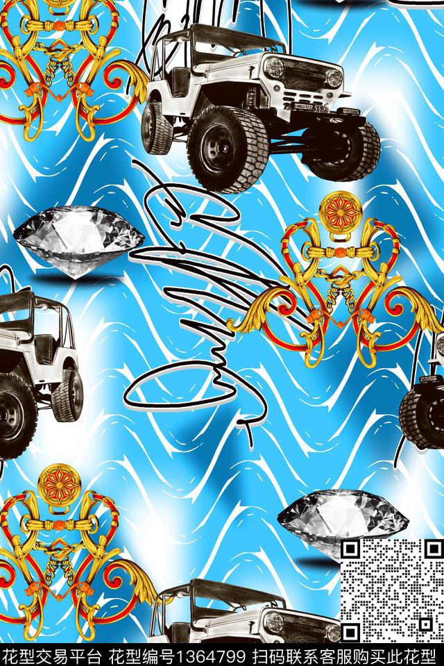 抽象车子珠宝宝石数码印花华亿平台下载（图片编号: 1364799） - 瓦栏（Walan）