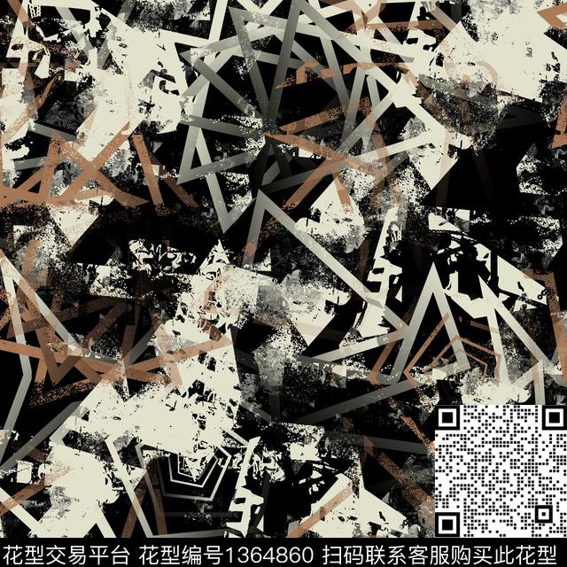 几何抽象男装大牌风传统印花华亿平台下载（图片编号: 1364860） - 瓦栏（Walan）