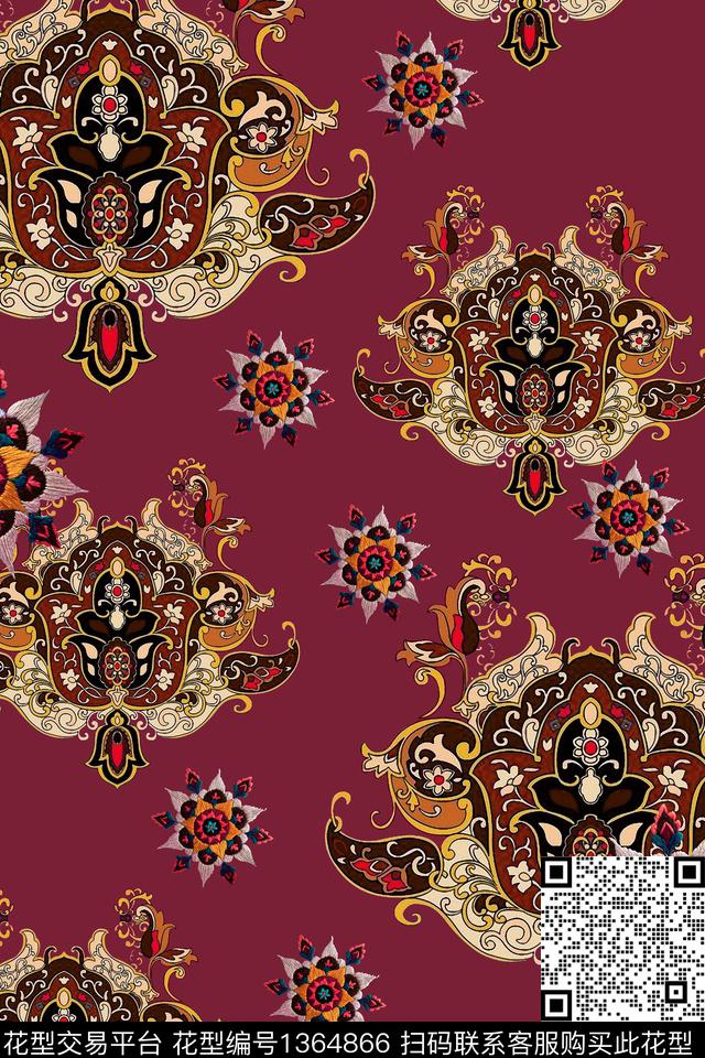 旗袍香云纱中国风数码印花华亿平台下载（图片编号: 1364866） - 瓦栏（Walan）