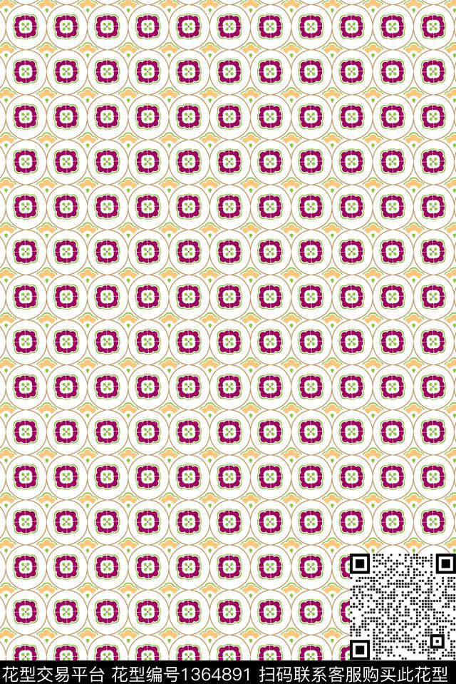 几何复古民族风数码印花华亿平台下载（图片编号: 1364891） - 瓦栏（Walan）