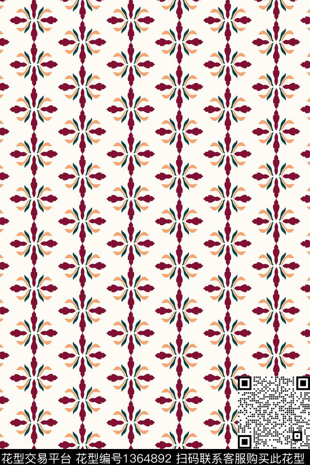 几何复古大牌风数码印花华亿平台下载（图片编号: 1364892） - 瓦栏（Walan）