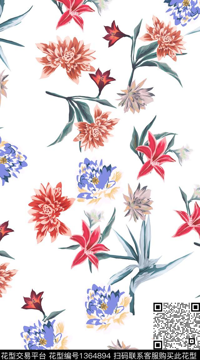 定位花春夏华亿平台大牌风数码印花华亿平台下载（图片编号: 1364894） - 瓦栏（Walan）