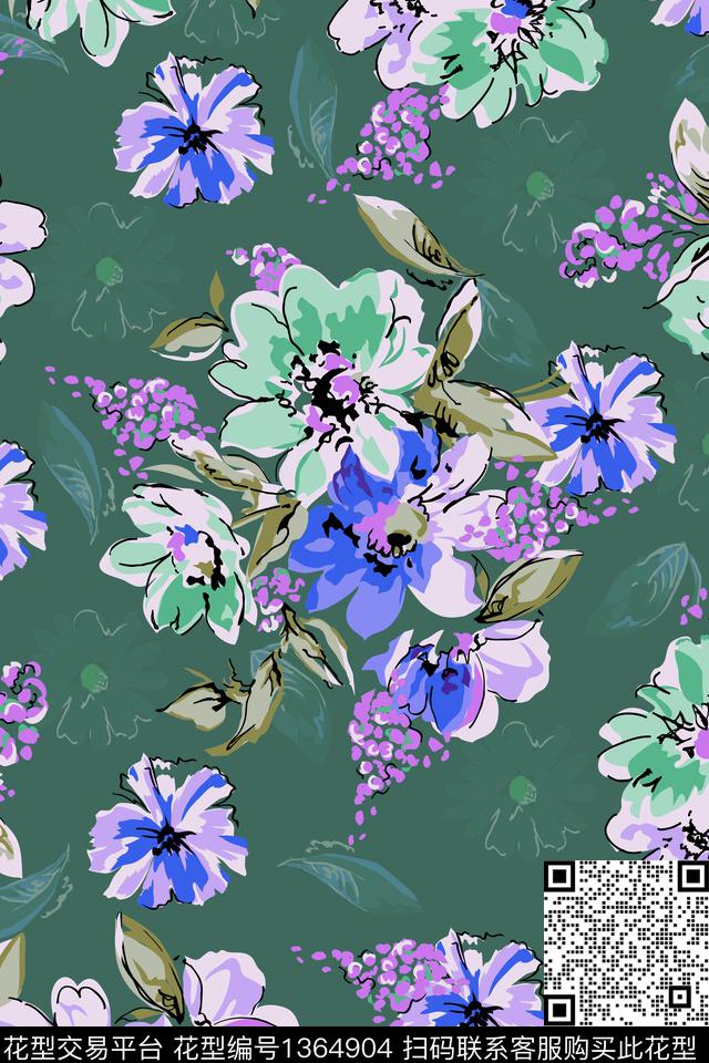 花卉花瓣大牌风传统印花华亿平台下载（图片编号: 1364904） - 瓦栏（Walan）