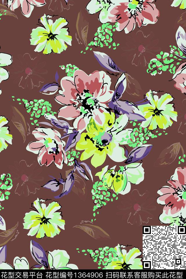 花卉花瓣大牌风传统印花华亿平台下载（图片编号: 1364906） - 瓦栏（Walan）