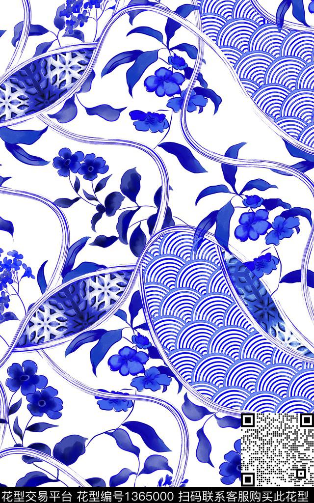 花卉中国风花纹传统印花华亿平台下载（图片编号: 1365000） - 瓦栏（Walan）