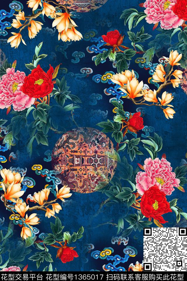 复古旗袍香云纱数码印花华亿平台下载（图片编号: 1365017） - 瓦栏（Walan）