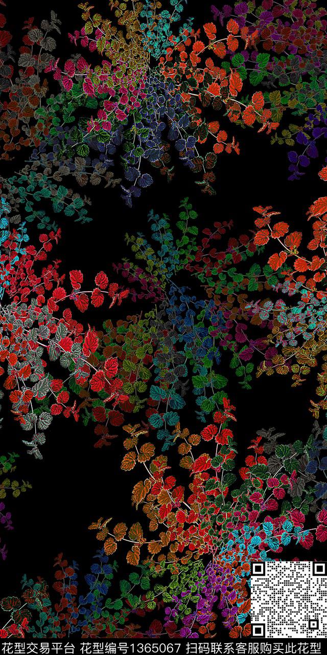 绿植树叶花卉雕印华亿平台数码印花华亿平台下载（图片编号: 1365067） - 瓦栏（Walan）