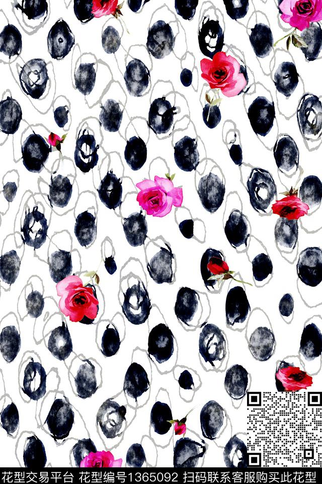 几何花卉真丝数码印花华亿平台下载（图片编号: 1365092） - 瓦栏（Walan）
