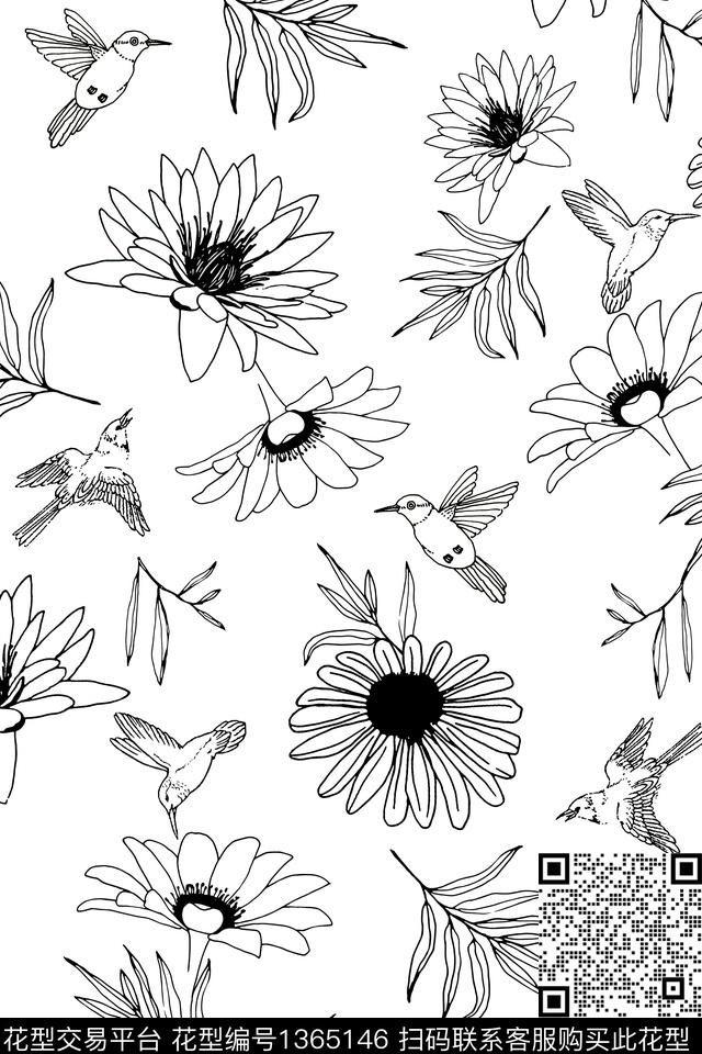 时尚花鸟大牌风传统印花华亿平台下载（图片编号: 1365146） - 瓦栏（Walan）
