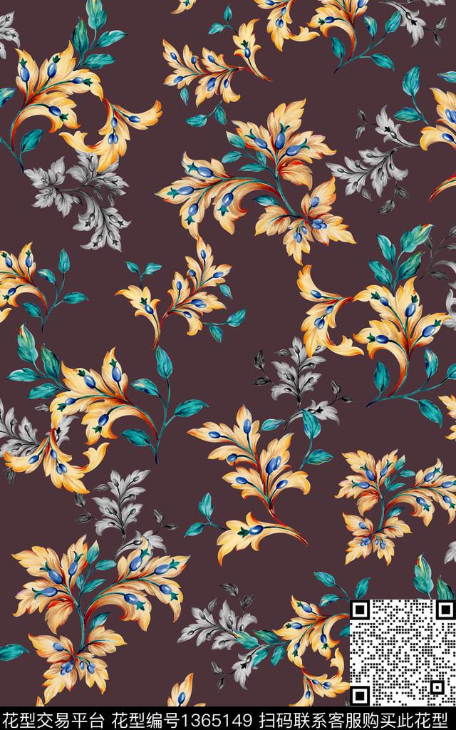 数码华亿平台花卉满版散花数码印花华亿平台下载（图片编号: 1365149） - 瓦栏（Walan）