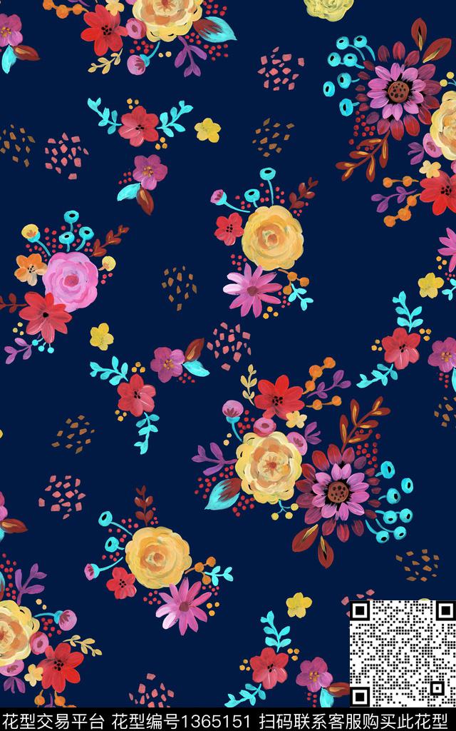 数码华亿平台花卉满版散花数码印花华亿平台下载（图片编号: 1365151） - 瓦栏（Walan）