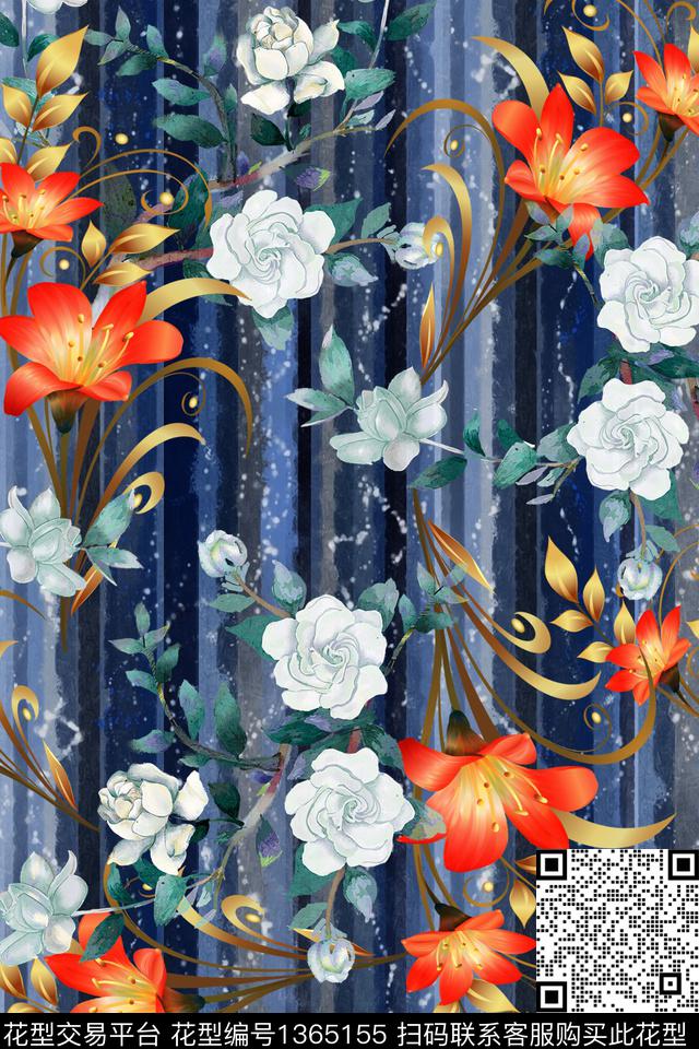 香云纱中国风复古旗袍花数码印花华亿平台下载（图片编号: 1365155） - 瓦栏（Walan）