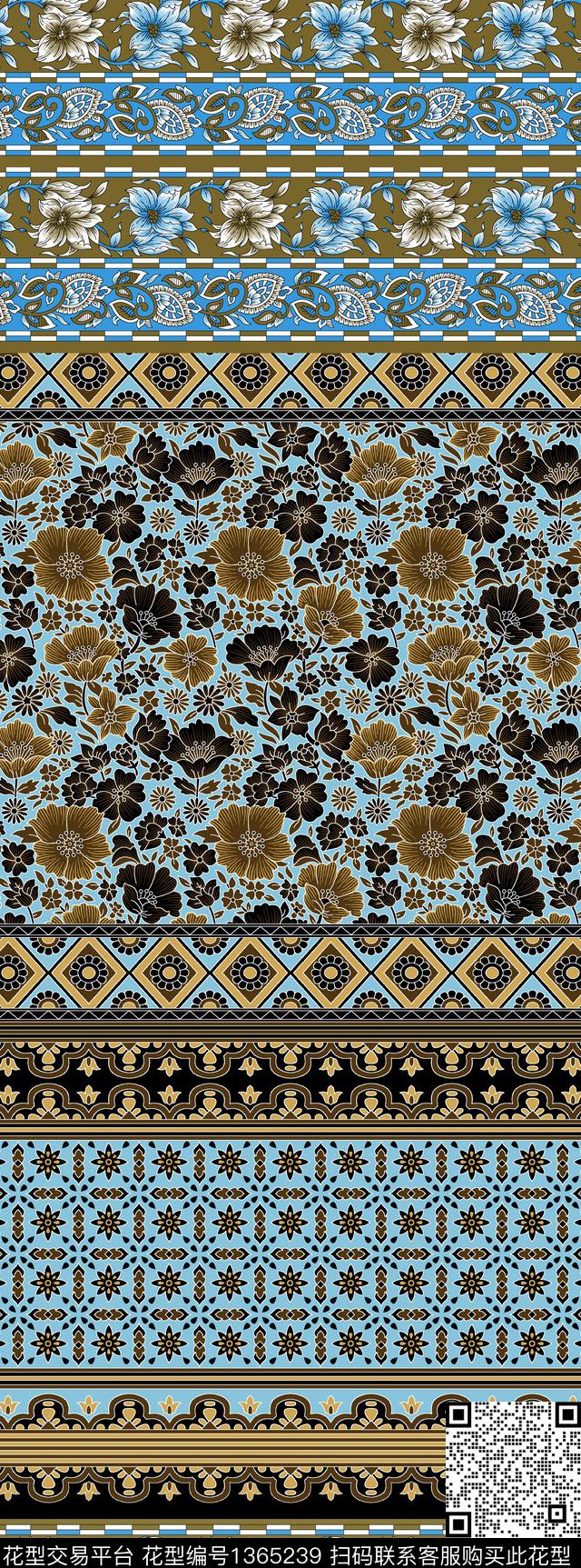 几何民族风抽象数码印花华亿平台下载（图片编号: 1365239） - 瓦栏（Walan）