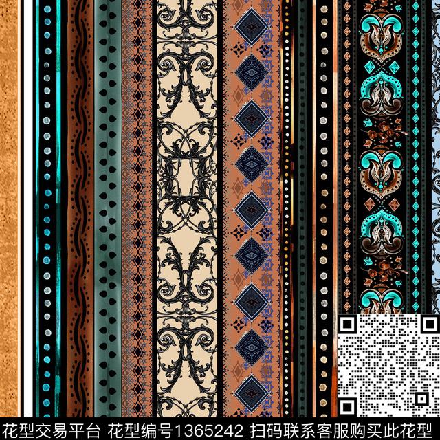 几何民族风大牌风数码印花华亿平台下载（图片编号: 1365242） - 瓦栏（Walan）