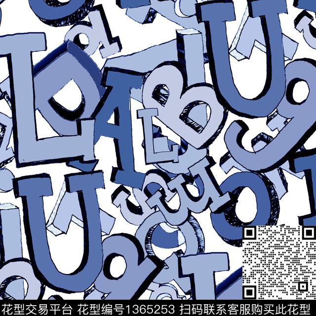 字母letter男装满版花数码印花华亿平台下载（图片编号: 1365253） - 瓦栏（Walan）