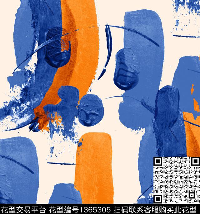 笔触抽象男装荧光数码印花华亿平台下载（图片编号: 1365305） - 瓦栏（Walan）