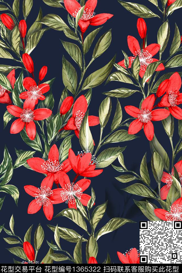 女装花卉植物数码印花华亿平台下载（图片编号: 1365322） - 瓦栏（Walan）
