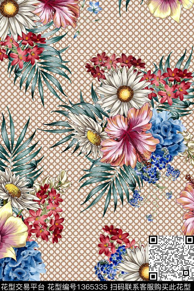 底纹花卉大牌风数码印花华亿平台下载（图片编号: 1365335） - 瓦栏（Walan）