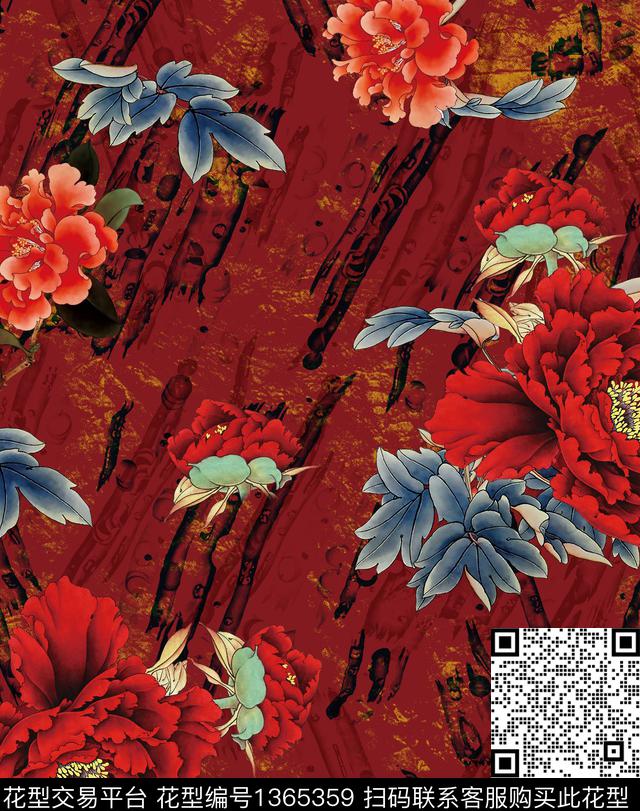 连衣裙女装花卉数码印花华亿平台下载（图片编号: 1365359） - 瓦栏（Walan）