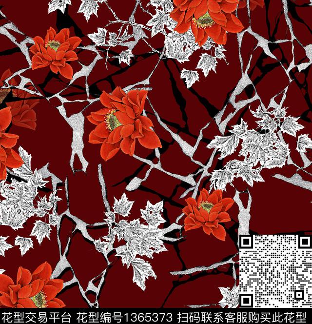 连衣裙女装花卉数码印花华亿平台下载（图片编号: 1365373） - 瓦栏（Walan）