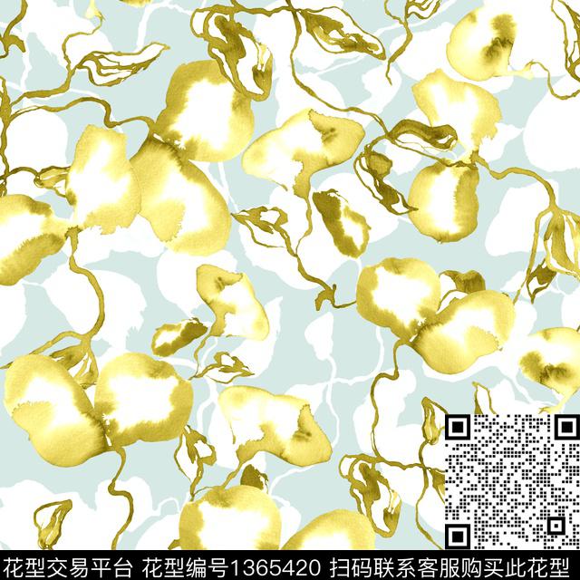 肌理笔触水墨风数码印花华亿平台下载（图片编号: 1365420） - 瓦栏（Walan）