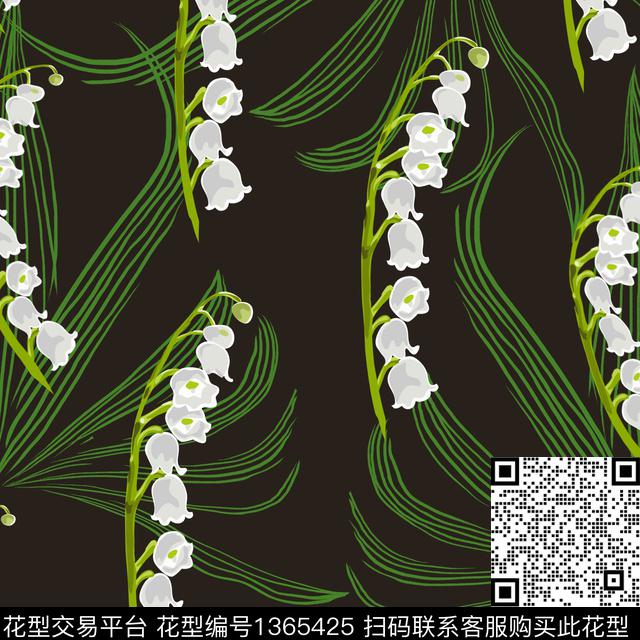 绿植树叶线条画清爽底花卉传统印花华亿平台下载（图片编号: 1365425） - 瓦栏（Walan）