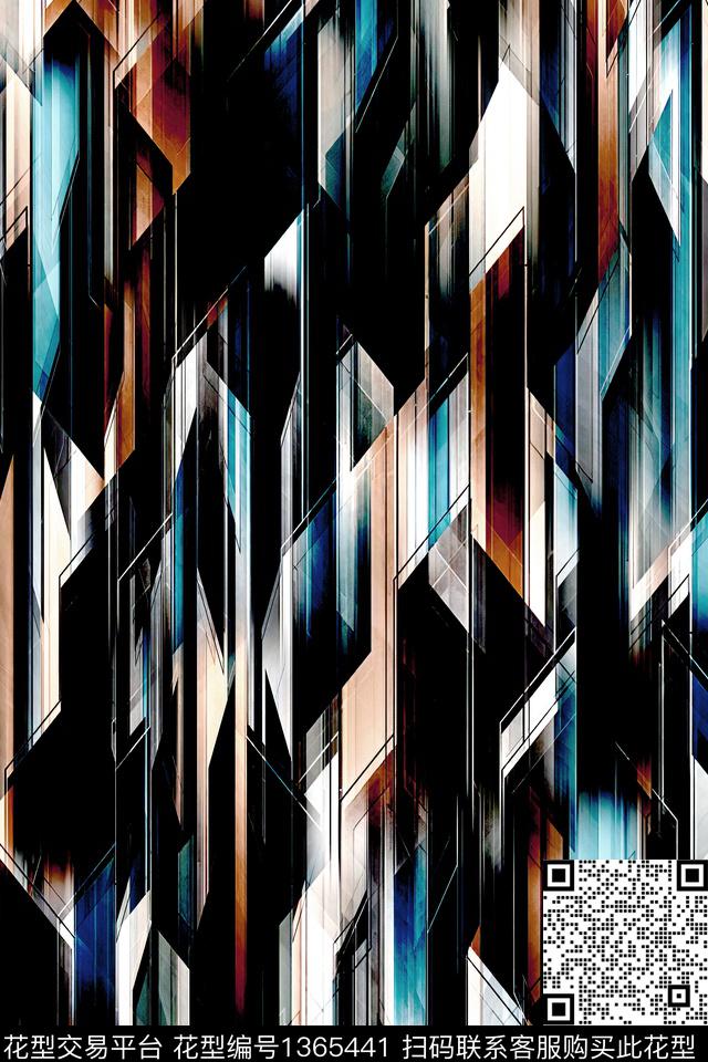 几何肌理抽象男装数码印花华亿平台下载（图片编号: 1365441） - 瓦栏（Walan）