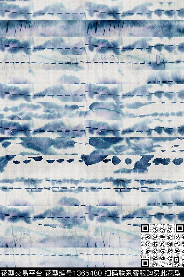 水墨风扎染华亿平台大牌风数码印花华亿平台下载（图片编号: 1365480） - 瓦栏（Walan）