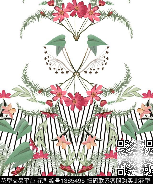 绿植树叶花卉大牌风数码印花华亿平台下载（图片编号: 1365495） - 瓦栏（Walan）