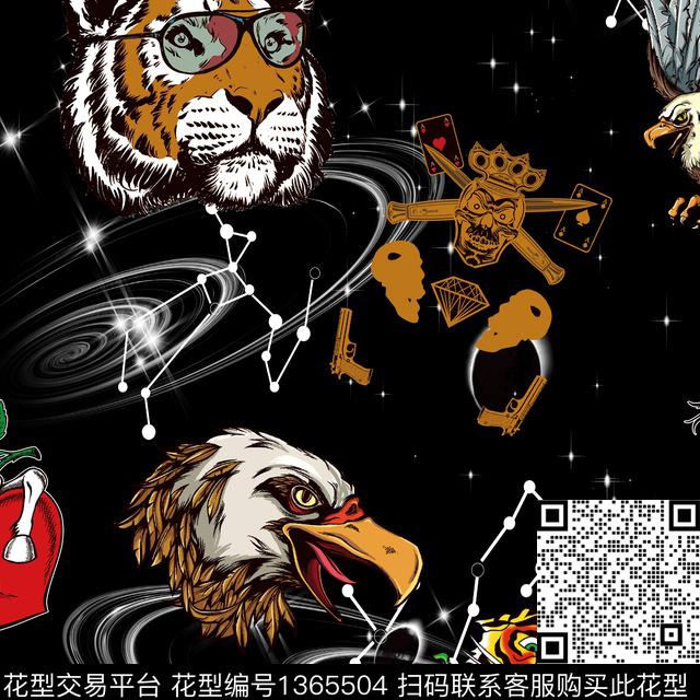 动物老虎老鹰数码印花华亿平台下载（图片编号: 1365504） - 瓦栏（Walan）