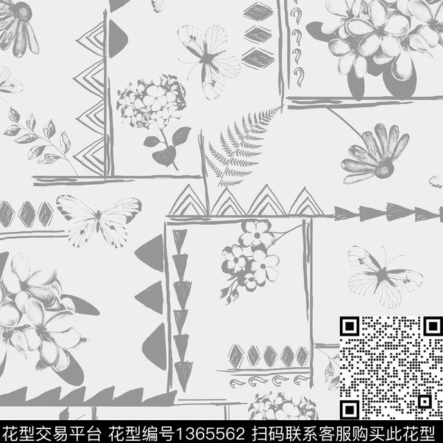 几何花卉大牌风传统印花华亿平台下载（图片编号: 1365562） - 瓦栏（Walan）