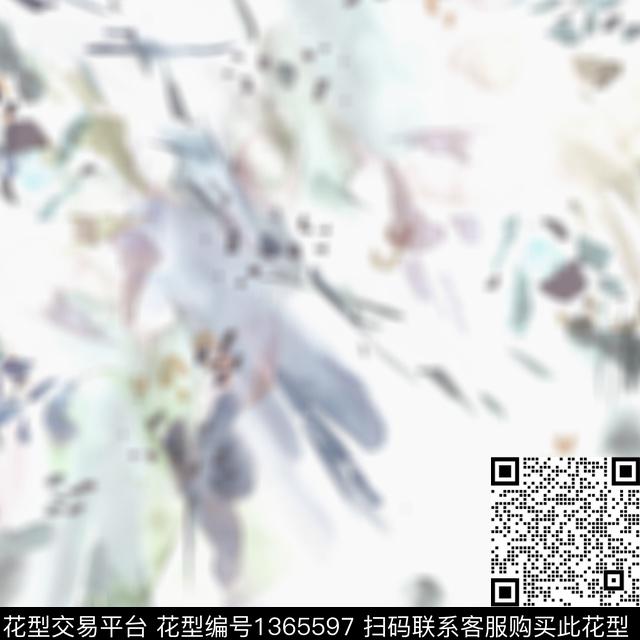 水彩花卉大牌风数码印花华亿平台下载（图片编号: 1365597） - 瓦栏（Walan）