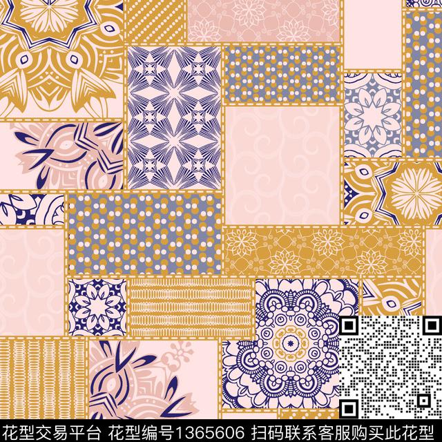 民族风大牌风混合拼接传统印花华亿平台下载（图片编号: 1365606） - 瓦栏（Walan）