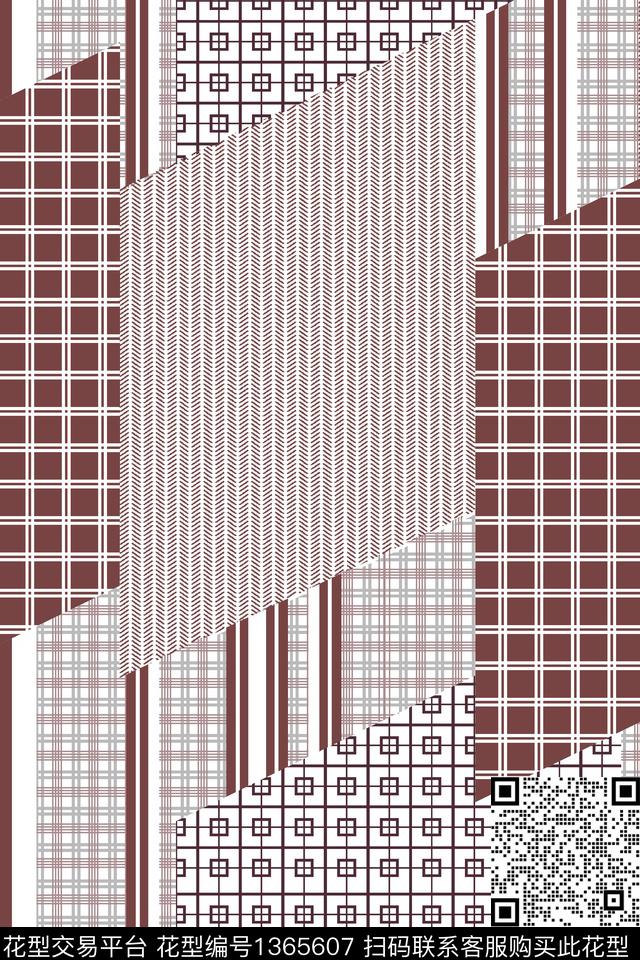大牌风格子几何传统印花华亿平台下载（图片编号: 1365607） - 瓦栏（Walan）