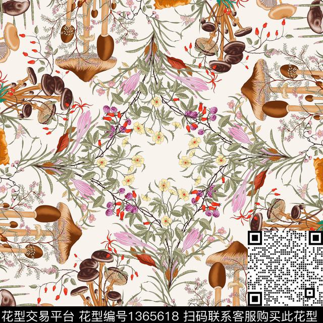 树林欧式定位花植物传统印花华亿平台下载（图片编号: 1365618） - 瓦栏（Walan）