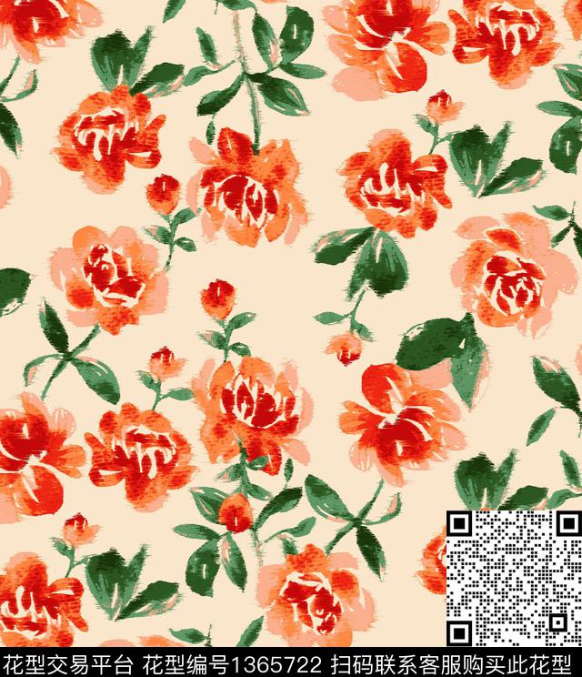 女装简欧花卉传统印花华亿平台下载（图片编号: 1365722） - 瓦栏（Walan）