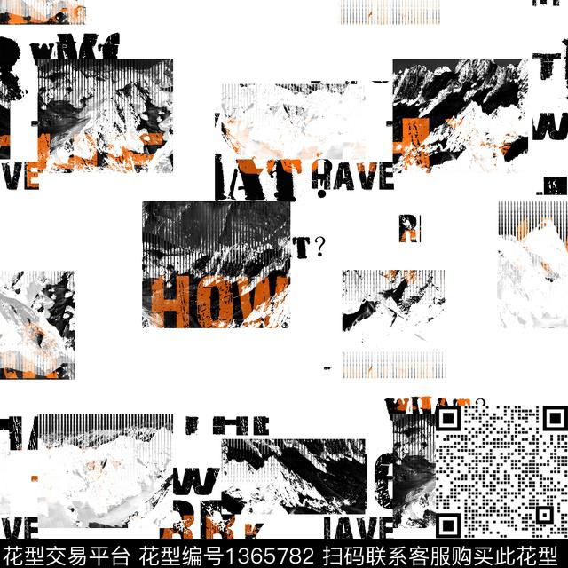 几何字母抽象男装传统印花华亿平台下载（图片编号: 1365782） - 瓦栏（Walan）