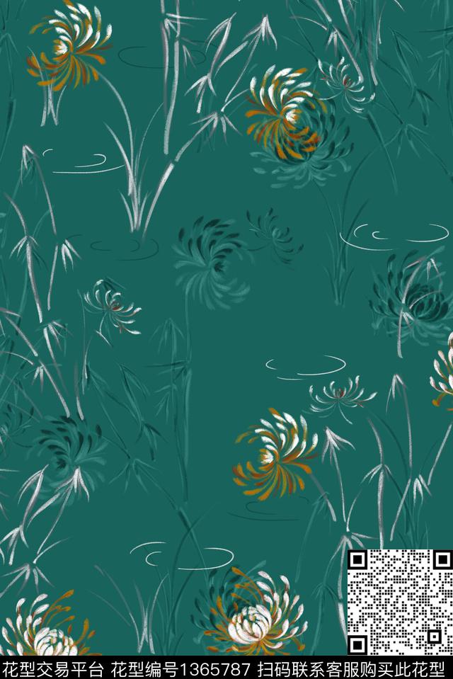 花卉大牌风休闲数码印花华亿平台下载（图片编号: 1365787） - 瓦栏（Walan）