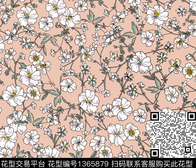 花卉满版散花小碎花数码印花华亿平台下载（图片编号: 1365879） - 瓦栏（Walan）
