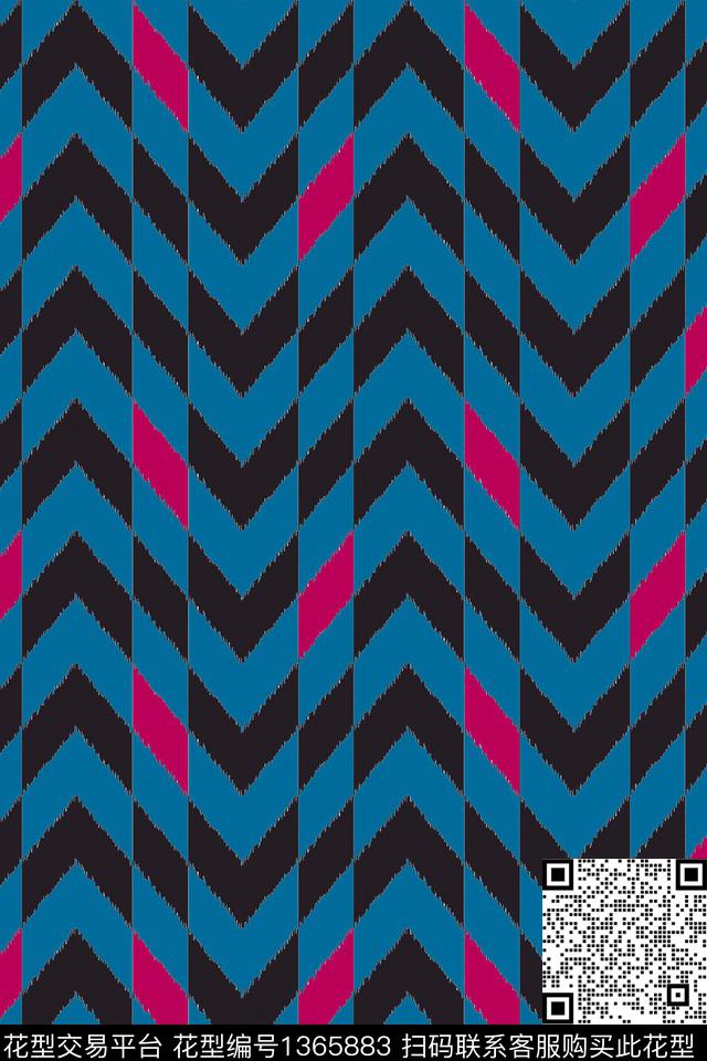 几何人字纹民族风数码印花华亿平台下载（图片编号: 1365883） - 瓦栏（Walan）