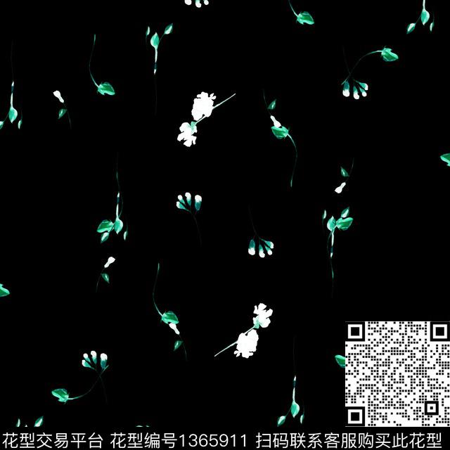 大牌风趣味线条花卉数码印花华亿平台下载（图片编号: 1365911） - 瓦栏（Walan）