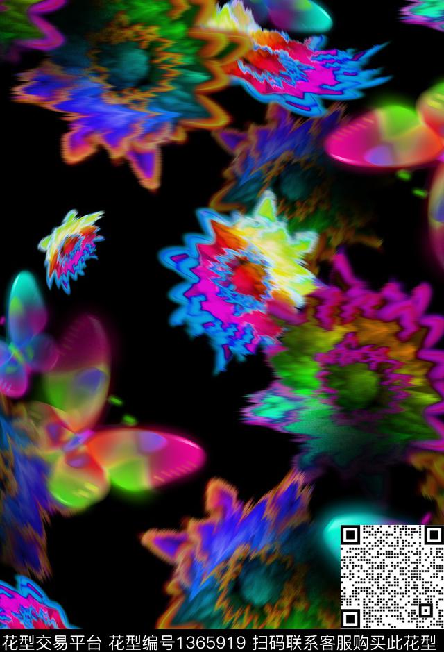 运动服大牌风抽象数码印花华亿平台下载（图片编号: 1365919） - 瓦栏（Walan）