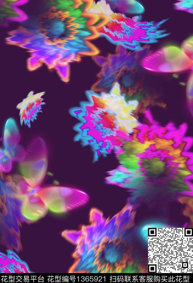 运动服大牌风抽象数码印花华亿平台下载（图片编号: 1365921） - 瓦栏（Walan）